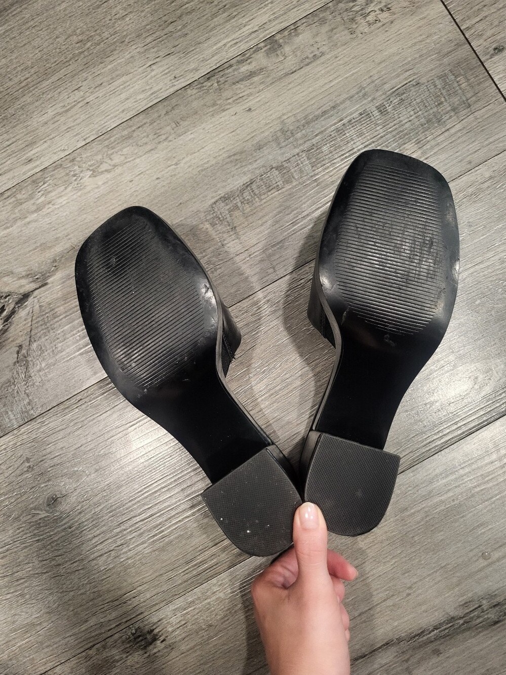 Steve Madden Black Chunky Heel Slide Sandals - Picture 7 of 7